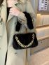 Chain Decor Fuzzy Ruched Bag