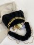 Chain Decor Fuzzy Ruched Bag