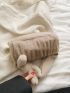 Bow Decor Fuzzy Chain Ruched Bag