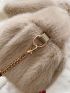 Bow Decor Fuzzy Chain Ruched Bag