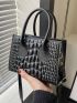 Metallic Crocodile Embossed Square Bag