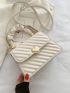 Quilted Heart Decor Ruched Top Handle Flap Square Bag