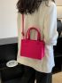 Neon Pink Stitch Detail Square Bag