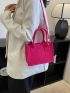 Neon Pink Stitch Detail Square Bag