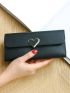 Heart Decor Flap Long Wallet