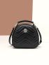 Chevron Detail Twist Lock Satchel Bag