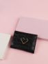 Crocodile Embossed Heart Decor Small Wallet