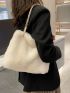 Minimalist Chain Fuzzy Shoulder Tote Bag