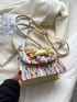 Mini Faux Pearl & Bow Decor Square Bag