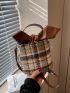 Mini Plaid Pattern Bucket Bag