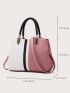 Two Tone Double Handle Satchel Bag