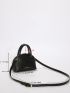 Mini Snakeskin Embossed Letter Graphic Dome Bag