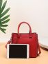 Letter Graphic Litchi Embossed Square Bag