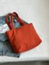 Large Capacity Shoulder Tote Bag Quilted Pattern Orange