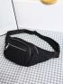 Women Nylon 4 Pockets Waterproof Waist Packs Fashion Wear Resistant Black Fanny Pack Messenger Bag