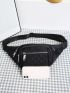 Women Nylon 4 Pockets Waterproof Waist Packs Fashion Wear Resistant Black Fanny Pack Messenger Bag