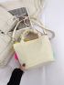 Mini Heart Decor Ruched Detail Square Bag