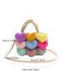 Mini Heart Decor Ruched Detail Square Bag