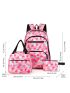 3pcs Colorblock Functional Backpack Set