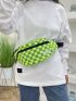 Checkered Pattern Patch Detail Waist Bag