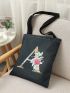 Letter & Flower Graphic Shopper Bag