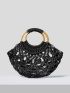 VCAY Hollow Out Double Handle Straw Bag