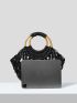 VCAY Hollow Out Double Handle Straw Bag