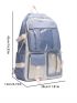 5pcs Two Tone Release Buckle Decor Functional Backpack Set