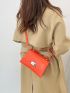 Neon Orange Snakeskin Embossed Flap Square Bag