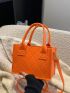 Neon-orange Stitch Detail Double Handle Square Bag
