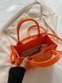Neon-orange Stitch Detail Double Handle Square Bag