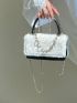 Mini Crocodile Embossed Fuzzy Panel Flap Chain Square Bag