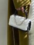 Mini Crocodile Embossed Fuzzy Panel Flap Chain Square Bag