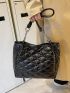 Quilted Chain Decor Shoulder Tote Bag