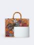 Medium Straw Bag Sequin Decor Random Floral Pattern