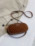 Quilted Detail Oval Design Baguette Bag