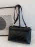 Chevron Detail Chain Decor Flap Square Bag