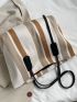 Striped Pattern Shoulder Tote Bag With Purse, Best Work Bag For Women