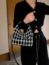 Plaid Pattern Chain Decor Hobo Bag