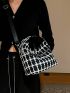 Plaid Pattern Chain Decor Hobo Bag