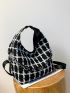 Plaid Pattern Chain Decor Hobo Bag