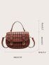 Mini Checkered Pattern Buckle Decor Flap Saddle Bag