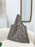 Leopard Print Folding Shopper Bag, Grocery Bag, Large Capacity Travel Tote Bag