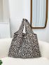 Leopard Print Folding Shopper Bag, Grocery Bag, Large Capacity Travel Tote Bag