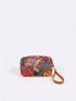 Sequin Decor Coin Purse Floral Embroidered With Wristlet