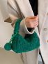 Minimalist Chain Fuzzy Satchel Bag With Pompom Bag Charm