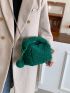 Minimalist Chain Fuzzy Satchel Bag With Pompom Bag Charm