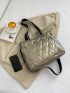 Metallic Quilted Shoulder Tote Bag