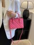 Neon-pink Heart Embossed Double Handle Square Bag