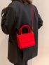 Mini Neon-red Quilted Square Bag